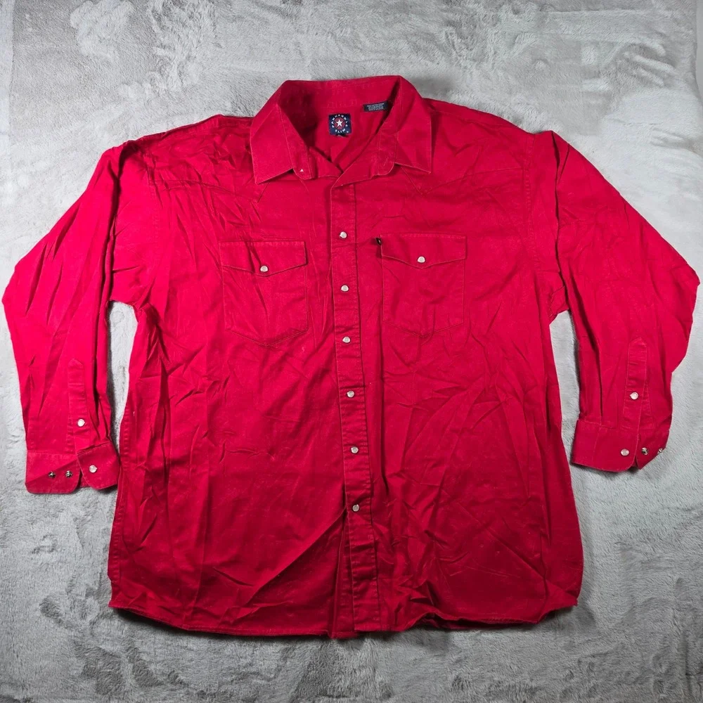 Panhandle Slim Western Shirt Mens XXL‎ Red Pearl Snap Vintage Cotton 3652177